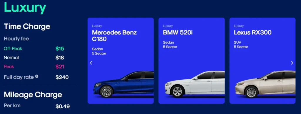 تكلفة استئجار سيارة سياحية في سنغافورة